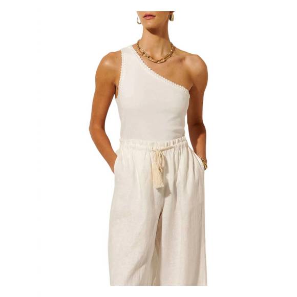NEW KIVARI tallulah one shoulder tank top in ivory - Picture 1 of 3